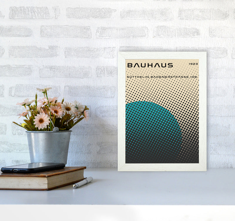 Bauhaus Geometric Teal Vibe Art Print by Jason Stanley A4 Oak Frame