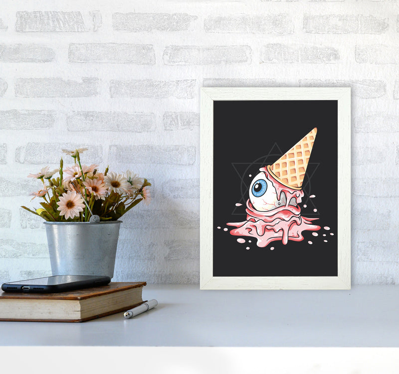 Strawberry Eyeball Icecream Art Print by Jason Stanley A4 Oak Frame