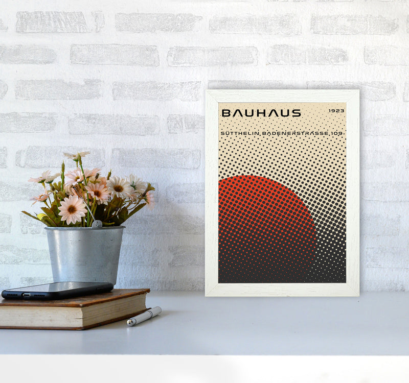 Bauhaus Geometric Red Vibe Art Print by Jason Stanley A4 Oak Frame