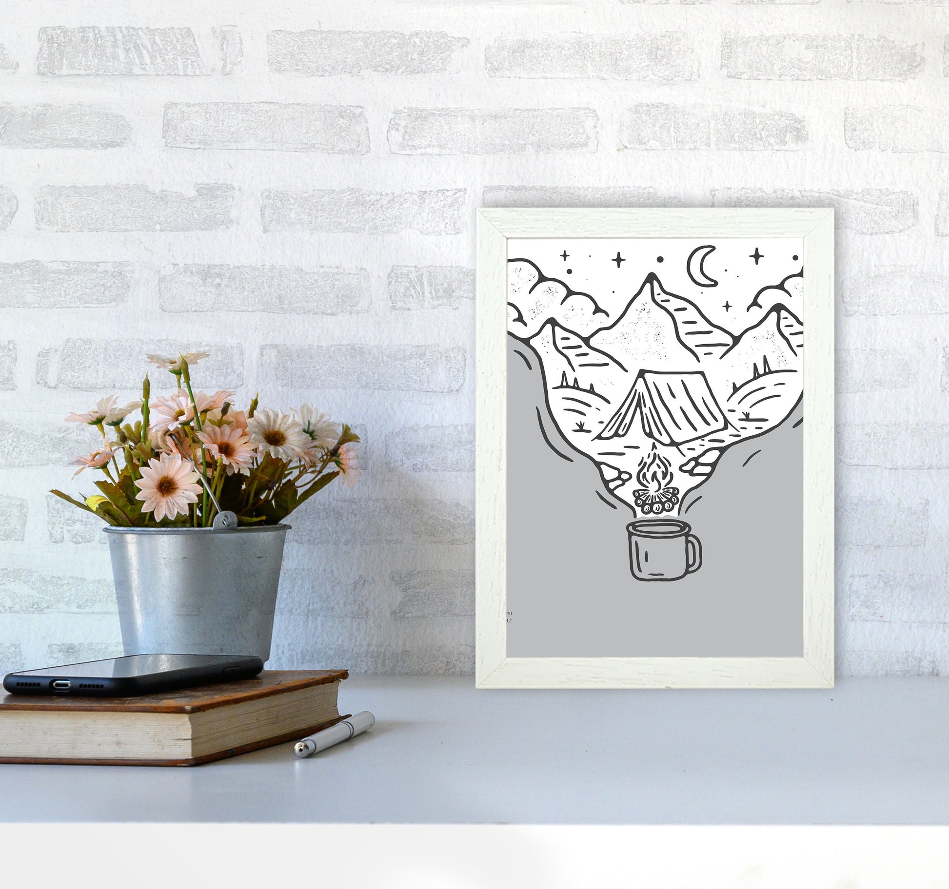 It All Started With Coffee Art Print by Jason Stanley A4 Oak Frame