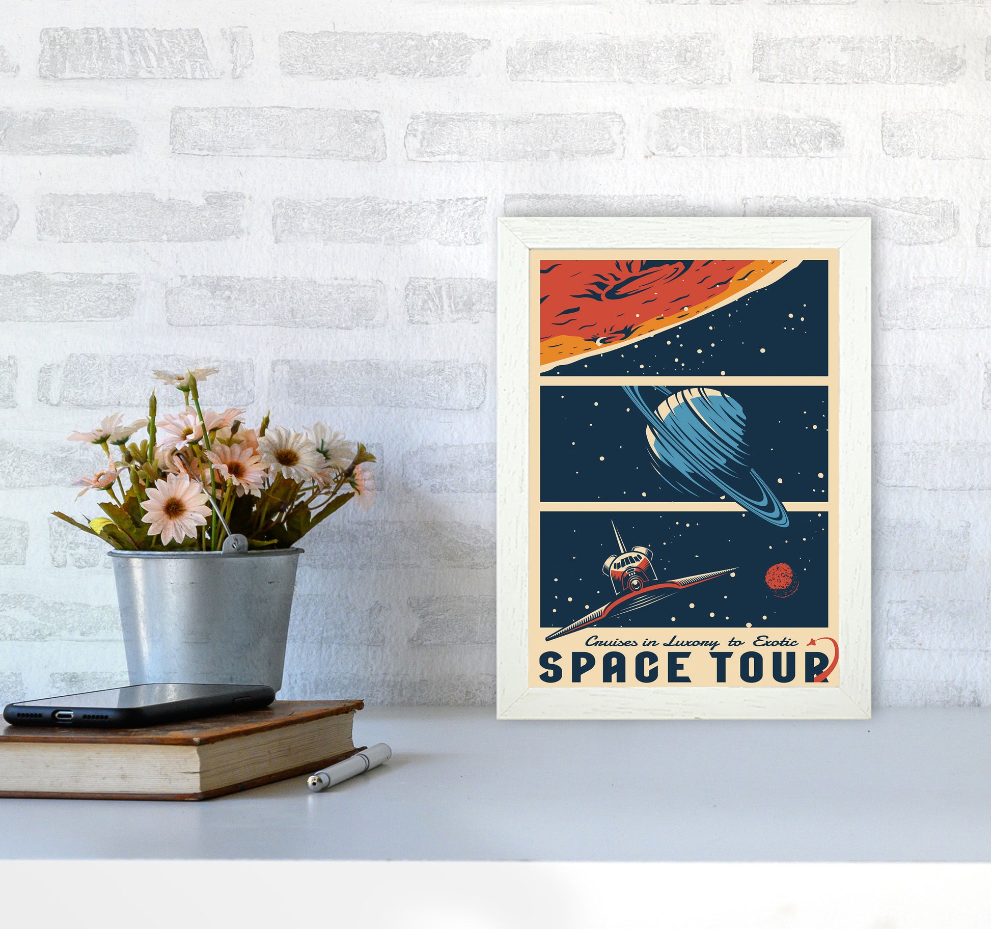 Outer Space Series - #18 Art Print by Jason Stanley A4 Oak Frame