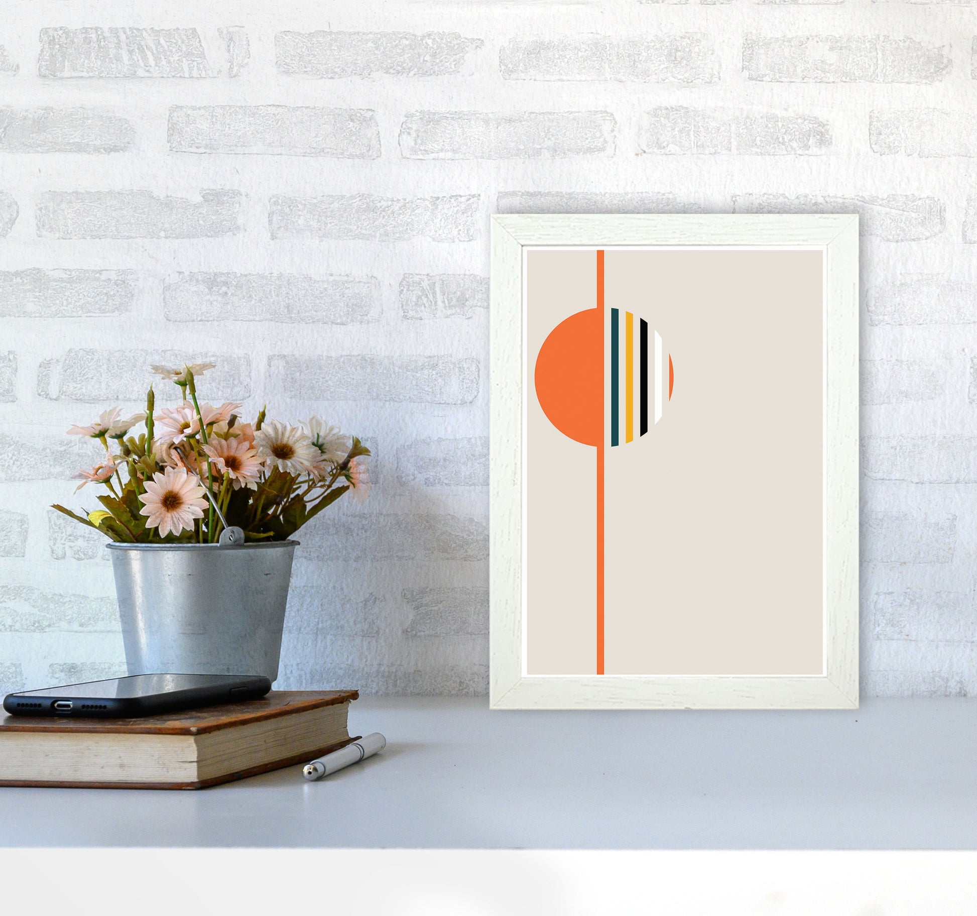 Retro Geometric Circle 4 Art Print by Jason Stanley A4 Oak Frame