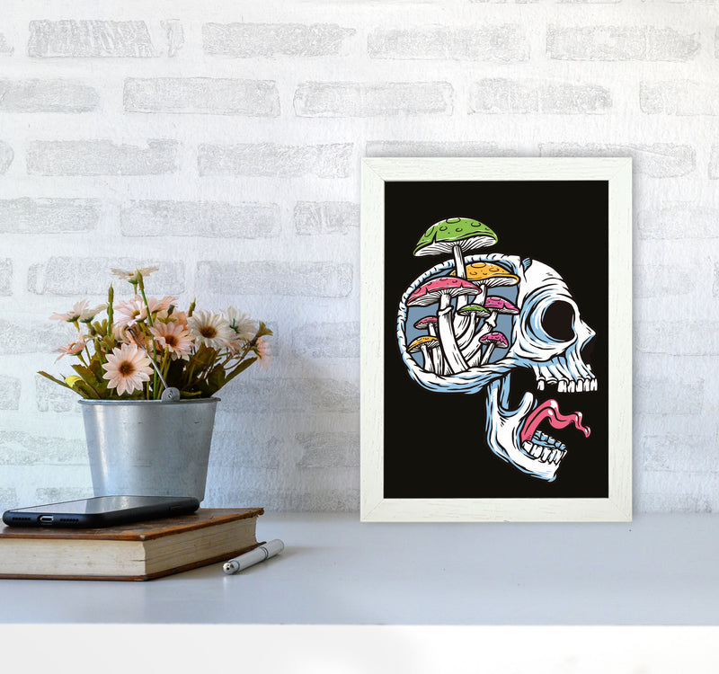 Head Full Of Mushrooms Art Print by Jason Stanley A4 Oak Frame