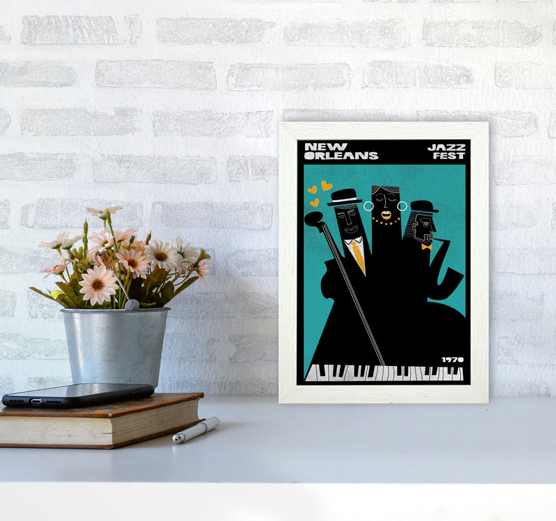 New Orleans Jazz Fest Art Print by Jason Stanley A4 Oak Frame