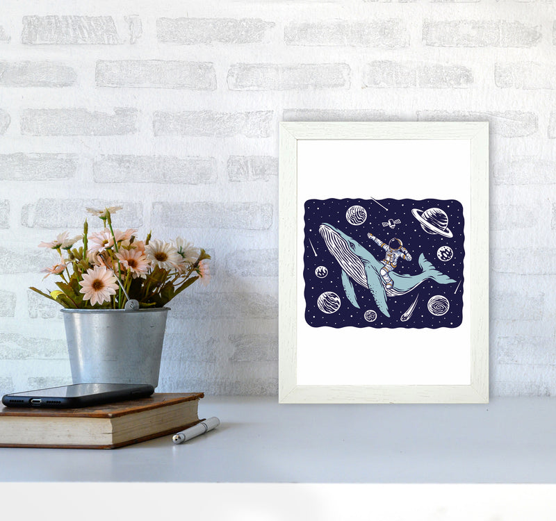 Galactic Whale Rider Art Print by Jason Stanley A4 Oak Frame