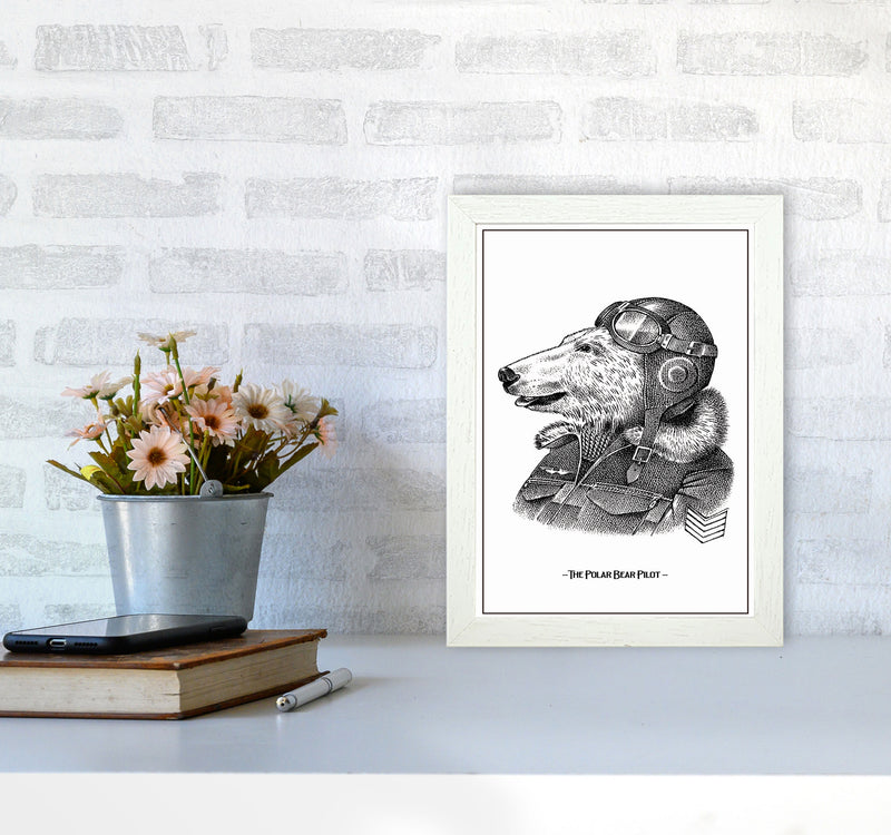 The Poler Bear Pilot Art Print by Jason Stanley A4 Oak Frame