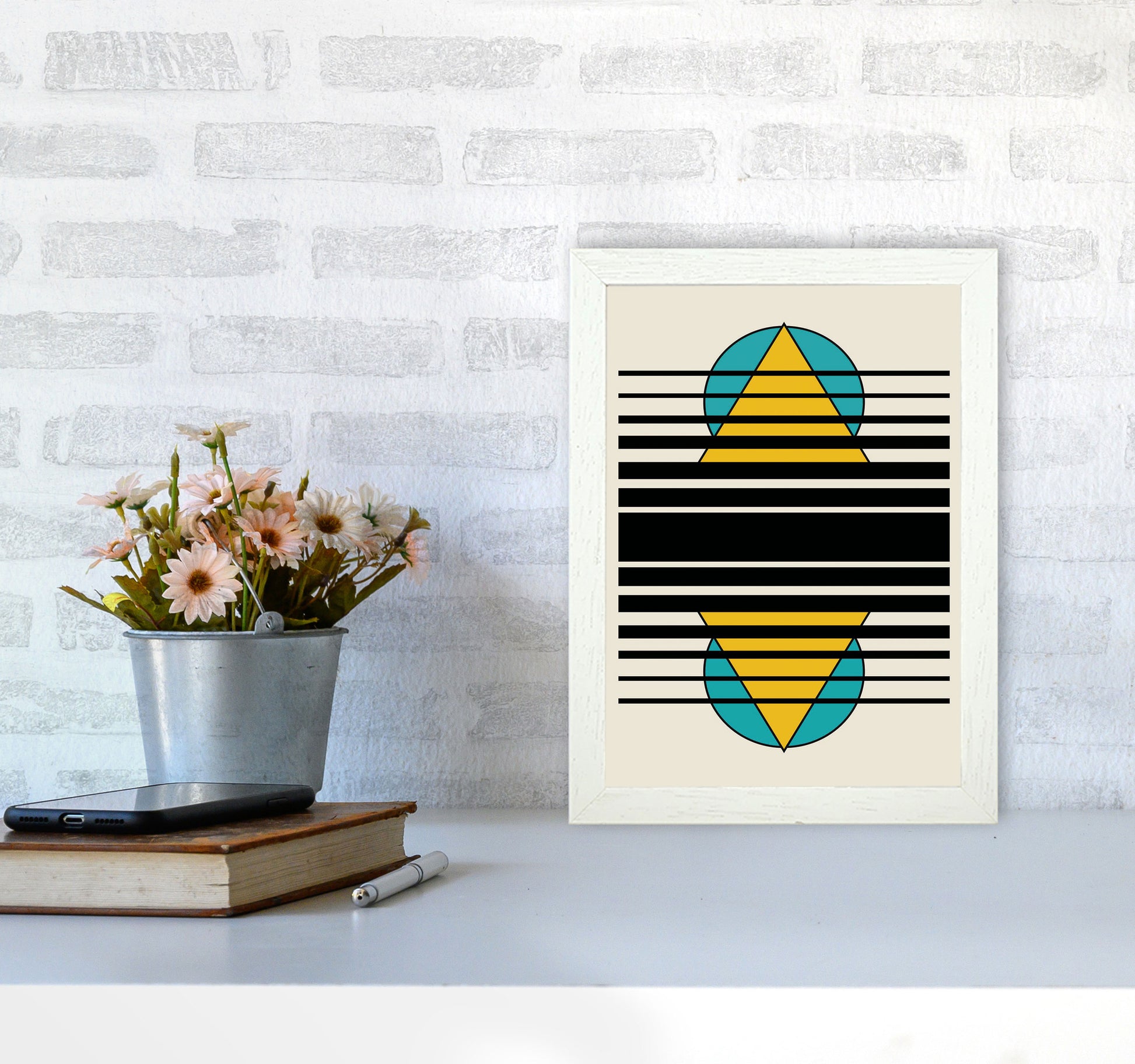 Geometric Suns. IIII Art Print by Jason Stanley A4 Oak Frame