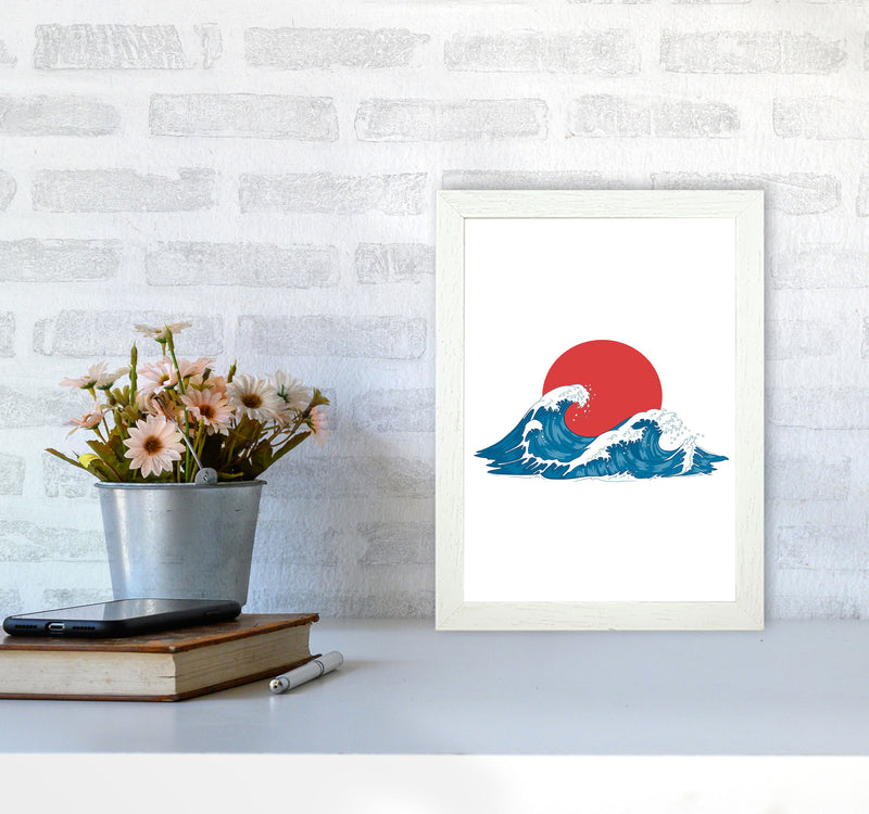Japenses Wave Sunset Art Print by Jason Stanley A4 Oak Frame