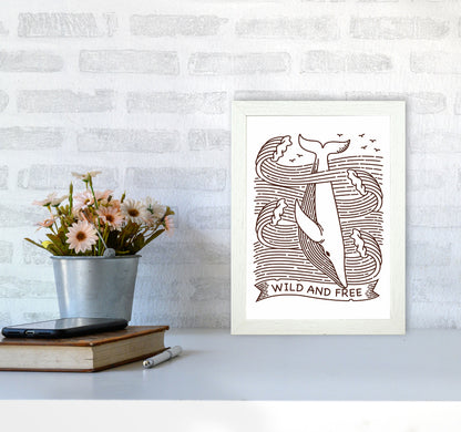 Wild And Free Whale Art Print by Jason Stanley A4 Oak Frame