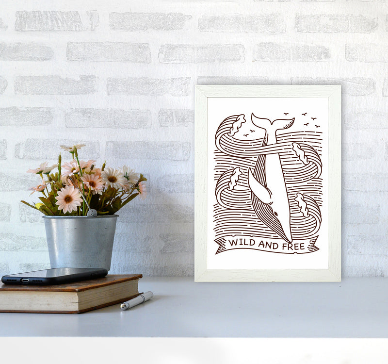 Wild And Free Whale Art Print by Jason Stanley A4 Oak Frame