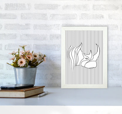 Line Drawing Rhino Art Print by Jason Stanley A4 Oak Frame
