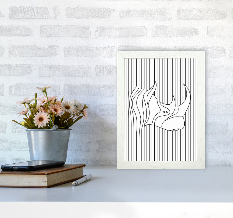 Line Drawing Rhino Art Print by Jason Stanley A4 Oak Frame