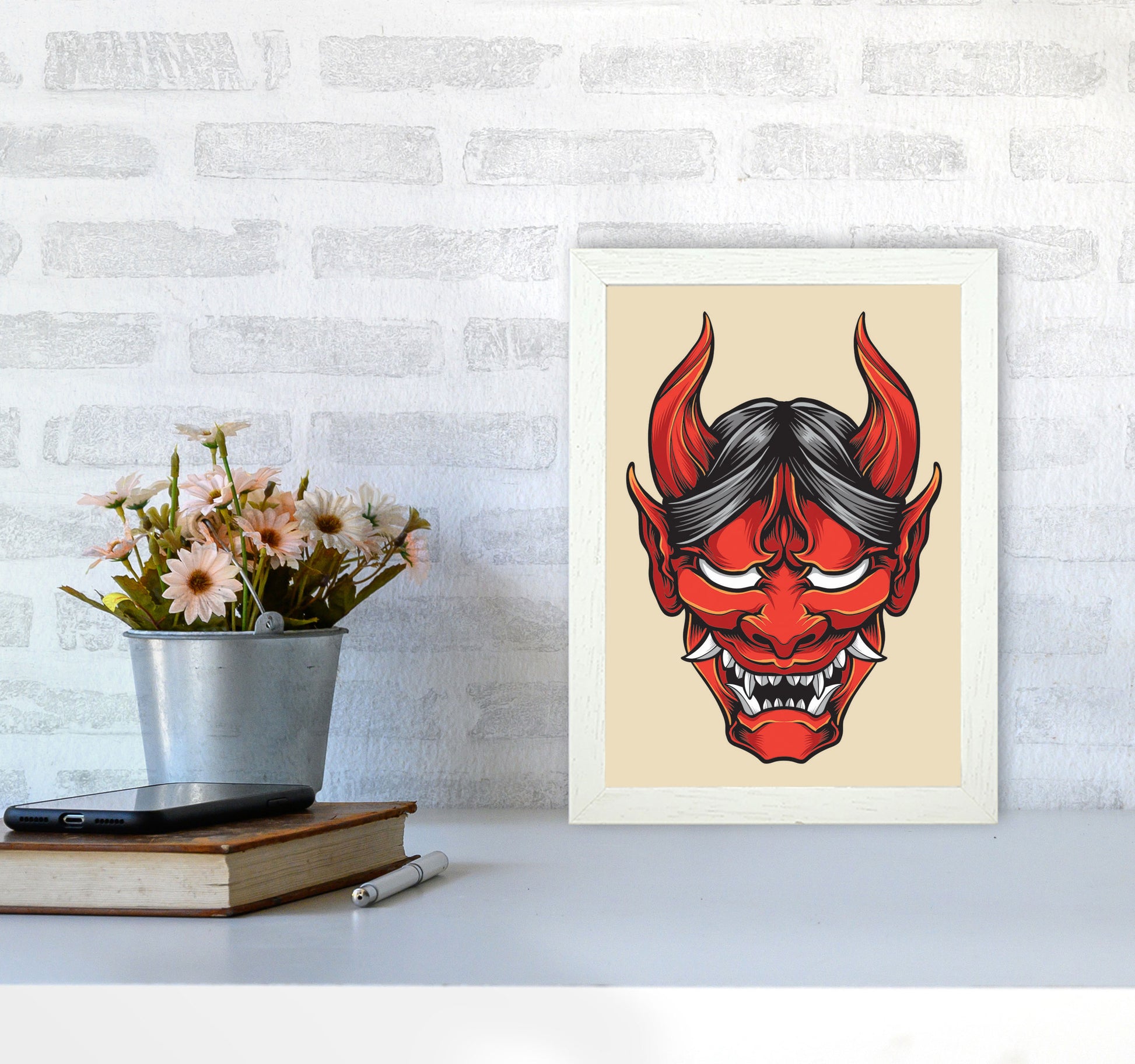 Japanese Folklore Art Print by Jason Stanley A4 Oak Frame