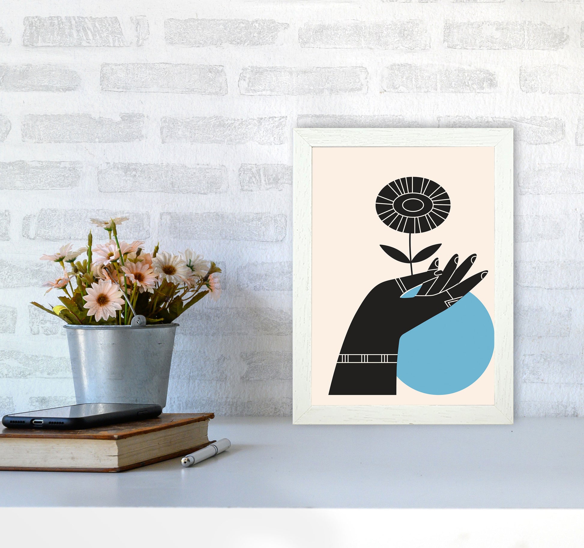 Abstract Hand III Art Print by Jason Stanley A4 Oak Frame