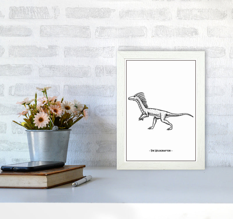 The Velociraptor Art Print by Jason Stanley A4 Oak Frame