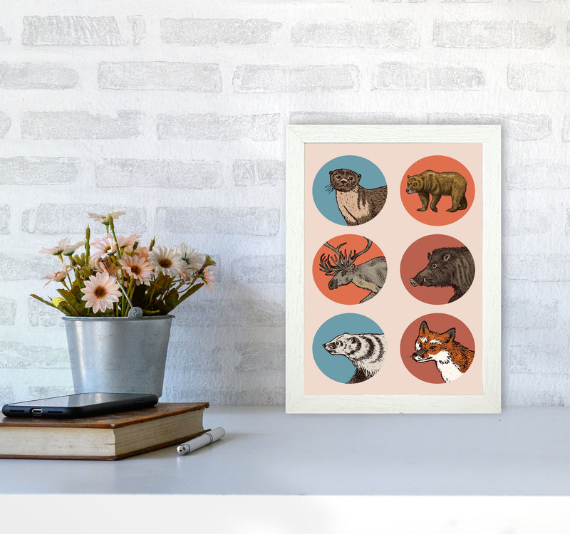 Animal Circles II Art Print by Jason Stanley A4 Oak Frame