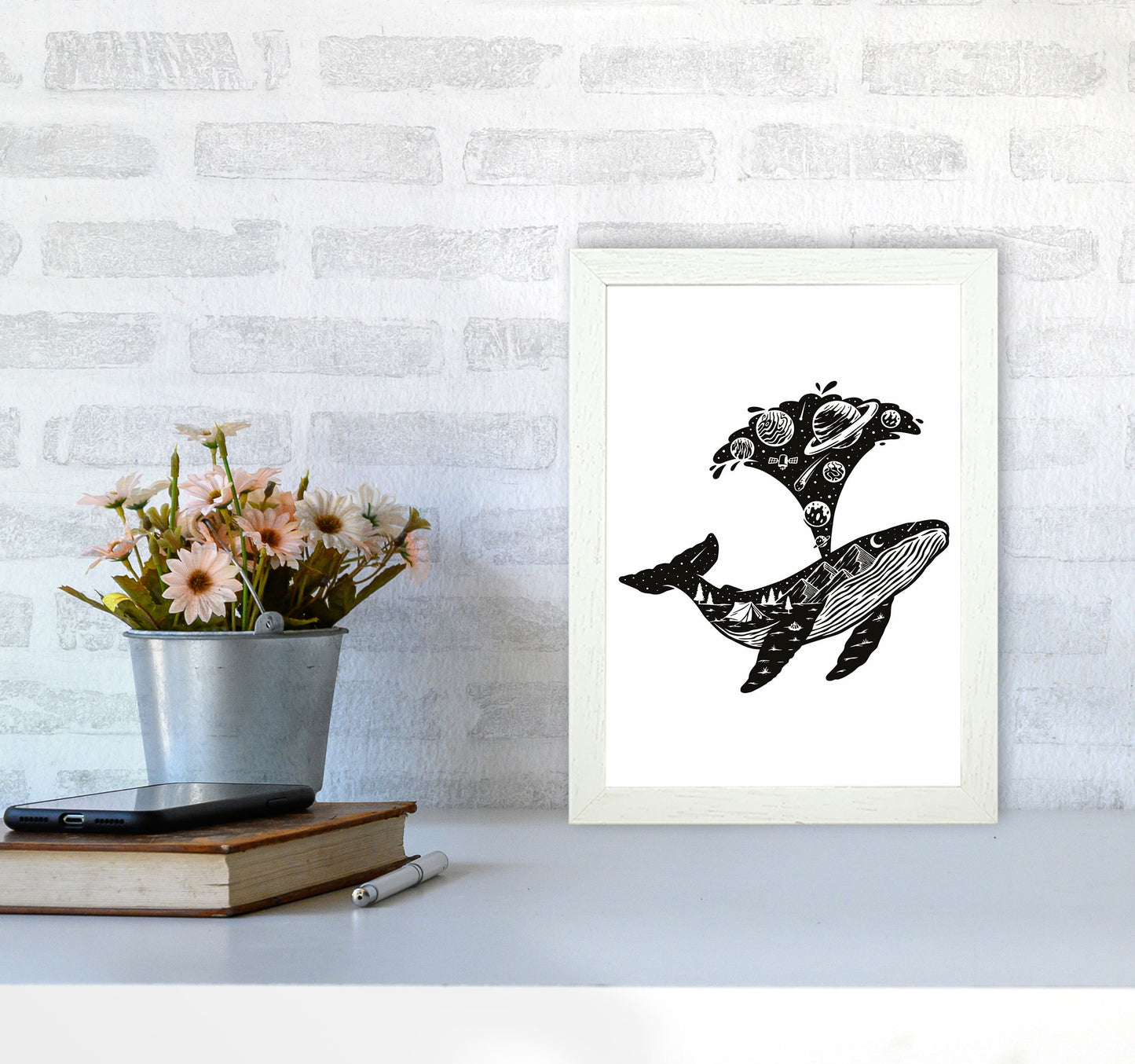 Humpback Universe Art Print by Jason Stanley A4 Oak Frame