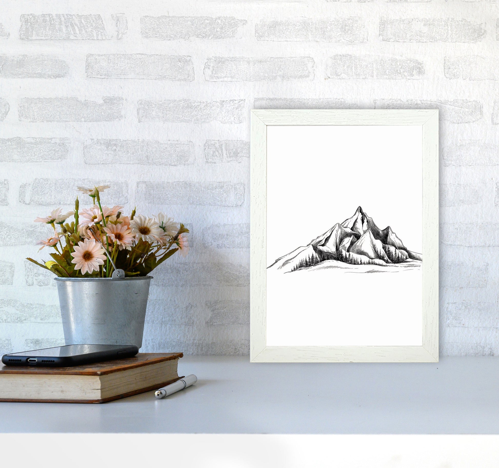 To The Mountains Art Print by Jason Stanley A4 Oak Frame