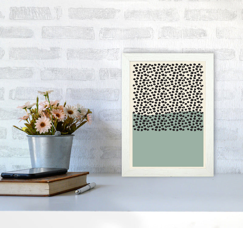 Green Midcentury Art Print by Jason Stanley A4 Oak Frame