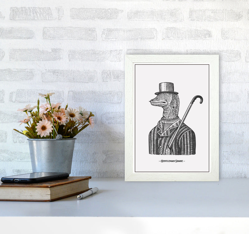Gentlemen Snake Art Print by Jason Stanley A4 Oak Frame