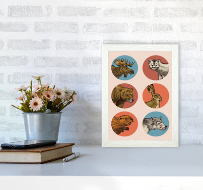 Animal Circles Art Print by Jason Stanley A4 Oak Frame