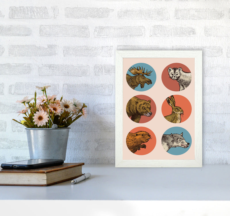 Animal Circles Art Print by Jason Stanley A4 Oak Frame