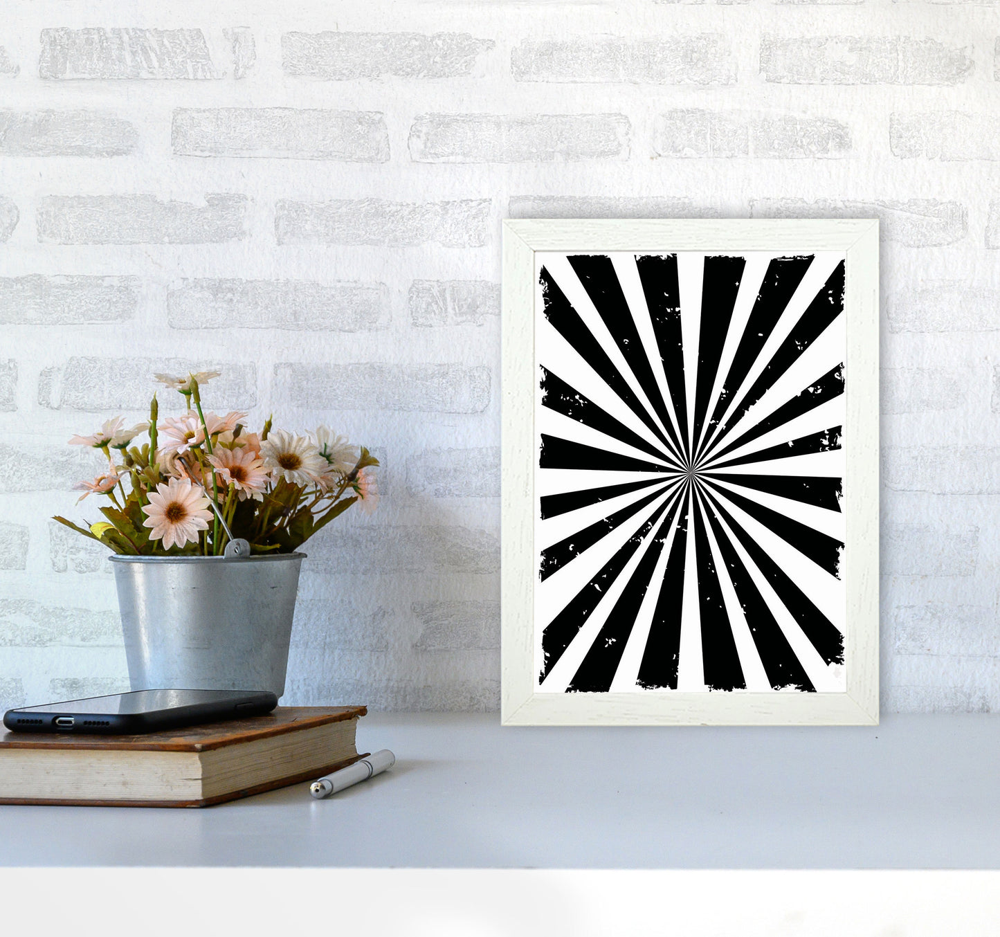 Black Sun Rays Art Print by Jason Stanley A4 Oak Frame