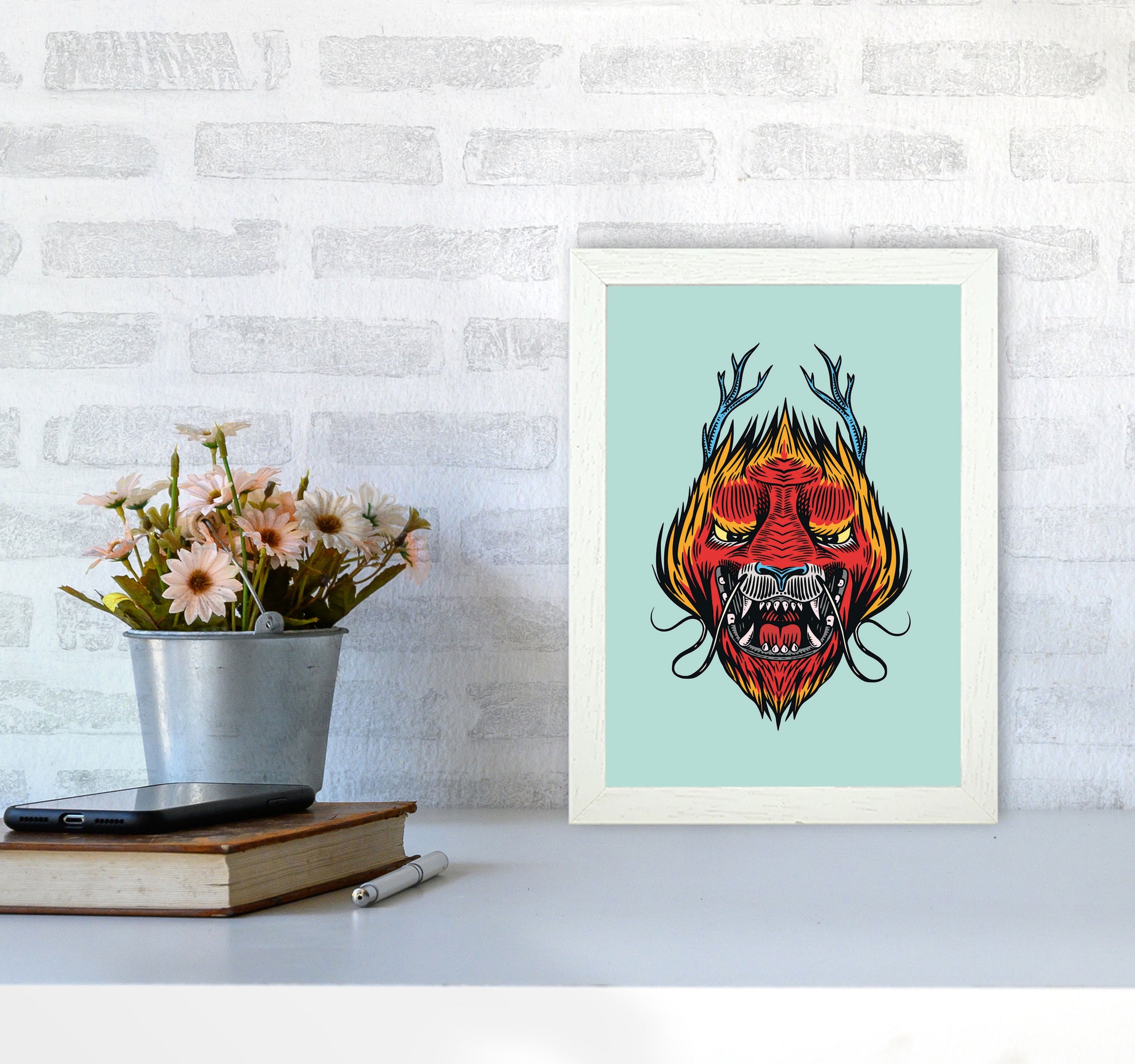 Chinese Dragon Art Print by Jason Stanley A4 Oak Frame