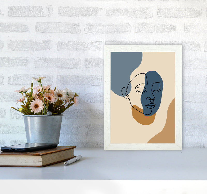 Abstract Face Art Print by Jason Stanley A4 Oak Frame