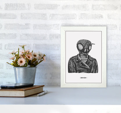 The Biker Bee Art Print by Jason Stanley A4 Oak Frame