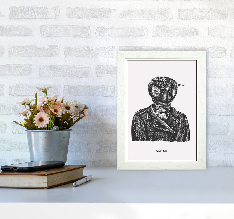 The Biker Bee Art Print by Jason Stanley A4 Oak Frame