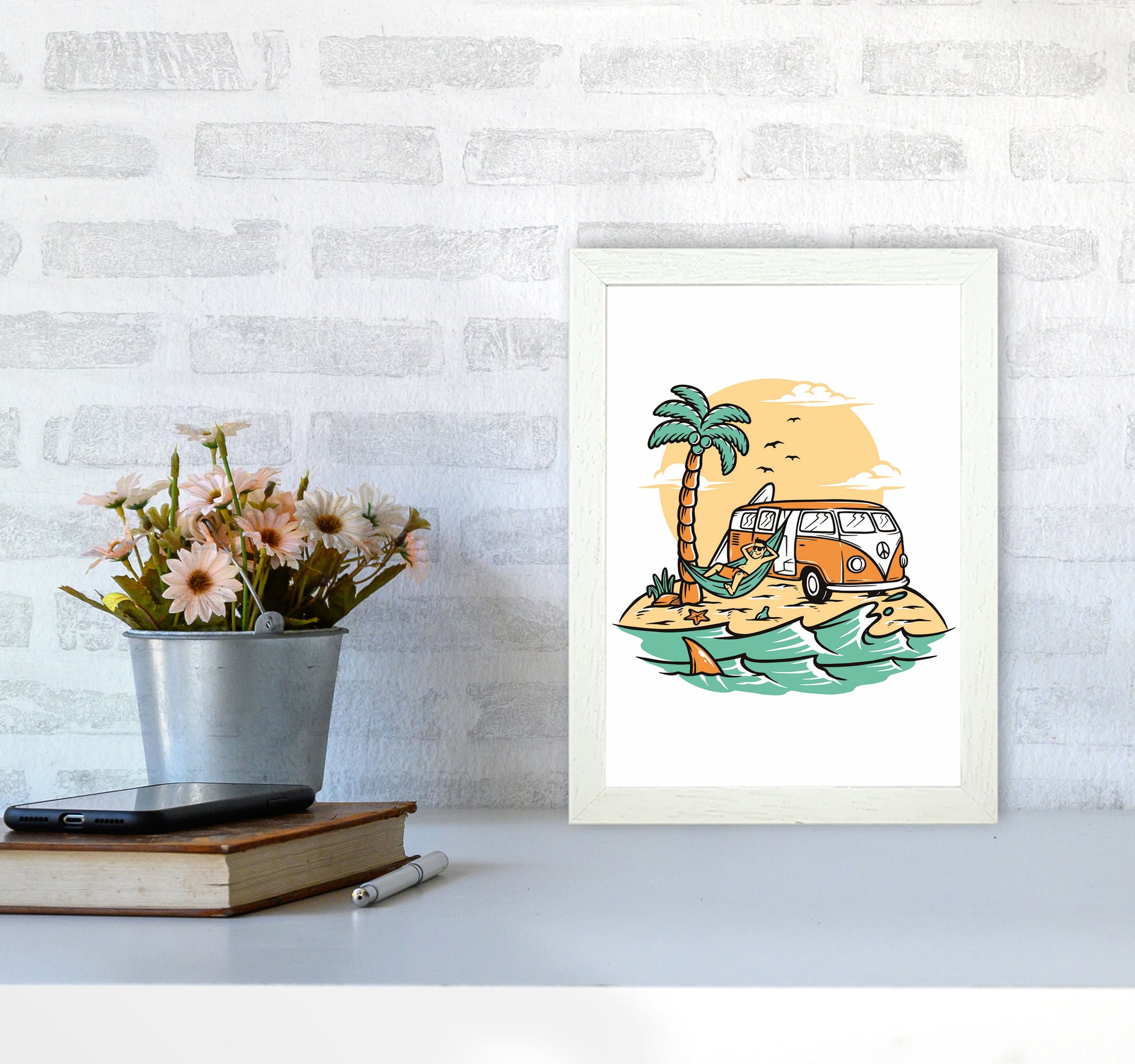 The Good Life Art Print by Jason Stanley A4 Oak Frame