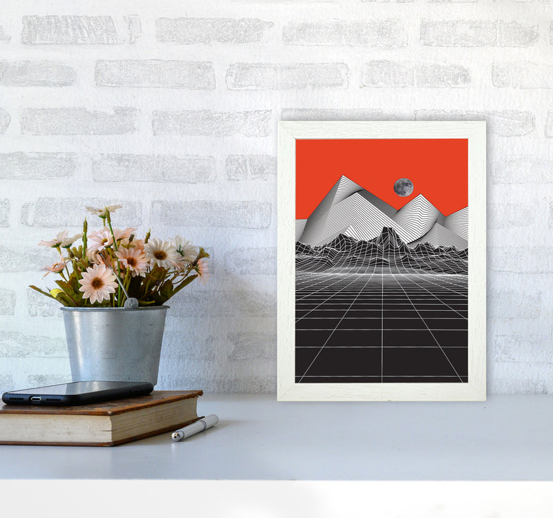 Moon Rise Red Art Print by Jason Stanley A4 Oak Frame