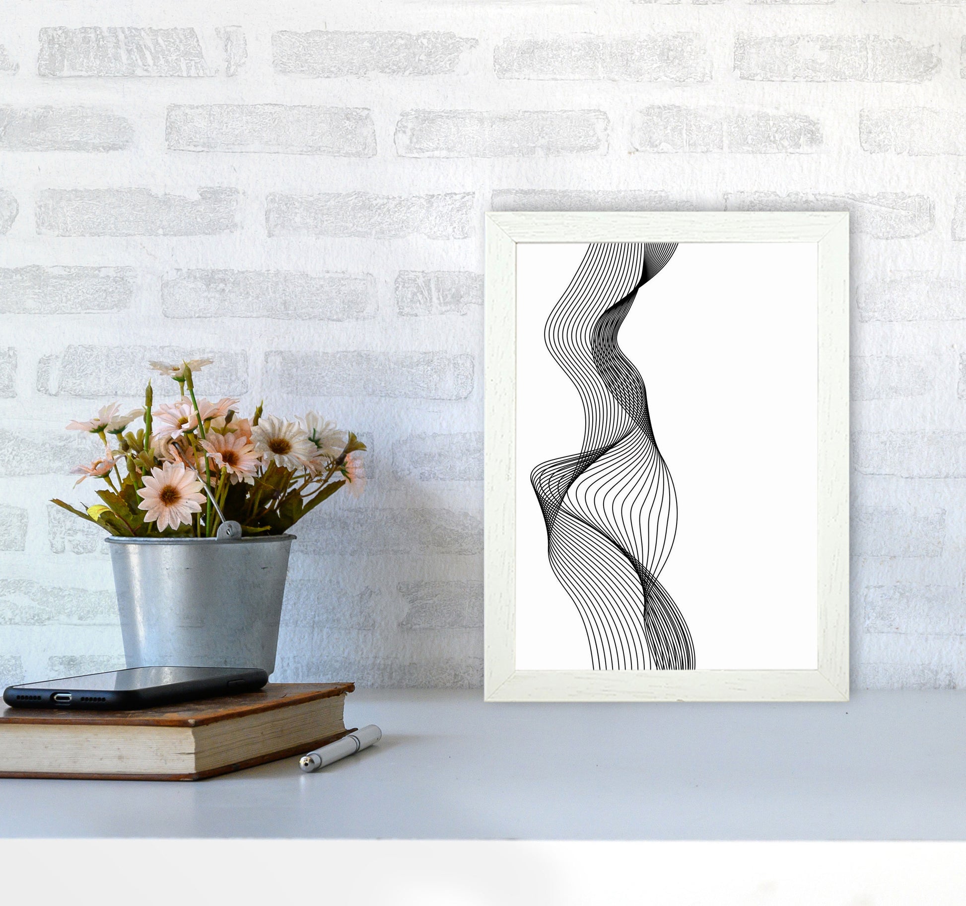 Line Wobbles Art Print by Jason Stanley A4 Oak Frame