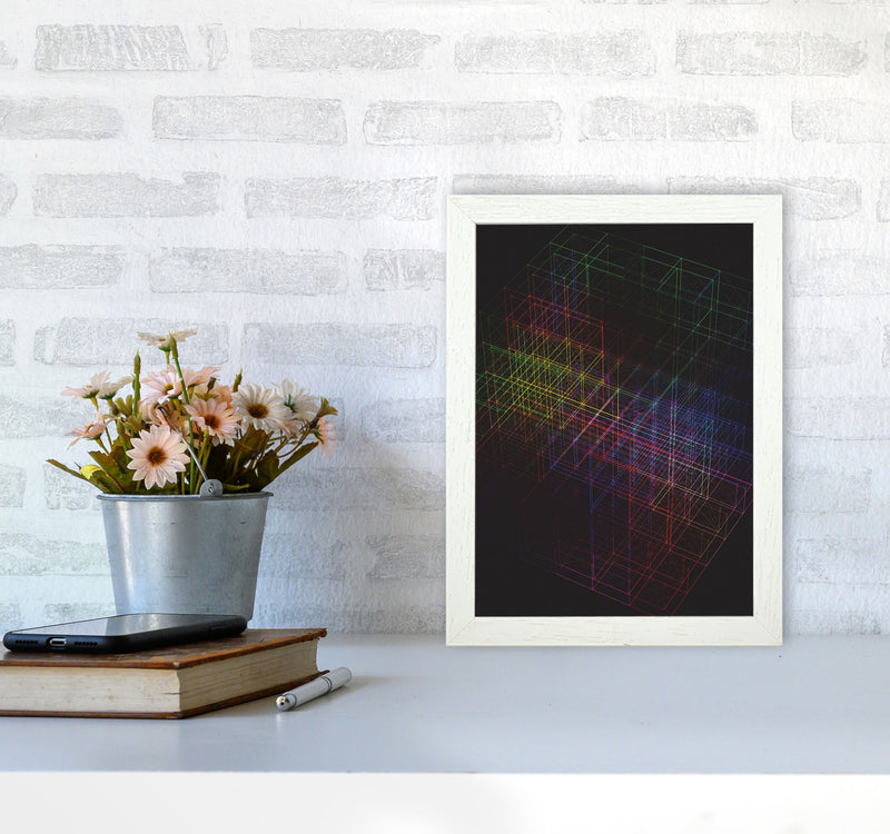 Laser Cube Art Print by Jason Stanley A4 Oak Frame