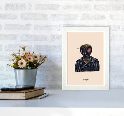 Biker Bee Art Print by Jason Stanley A4 Oak Frame