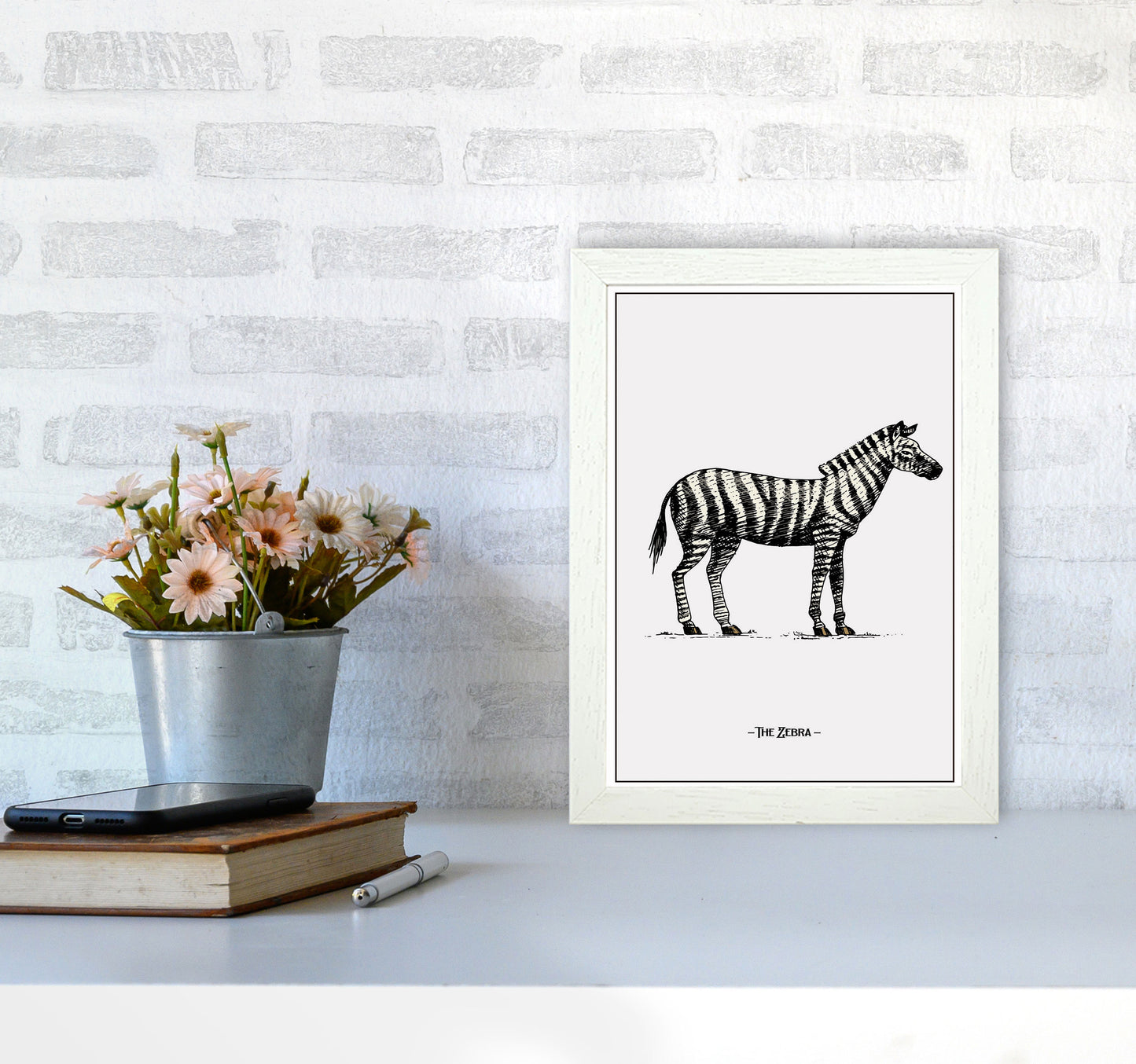 The Zebra Art Print by Jason Stanley A4 Oak Frame