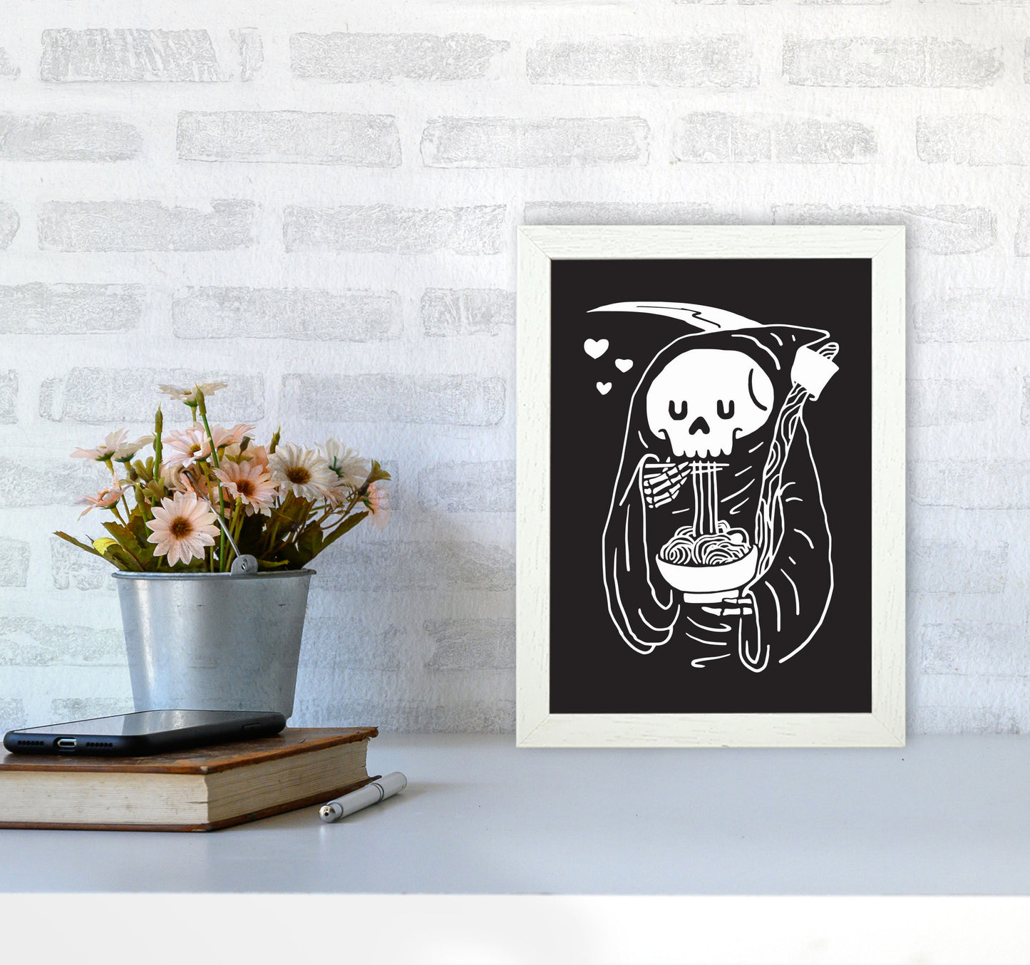 But First...Noodles Art Print by Jason Stanley A4 Oak Frame