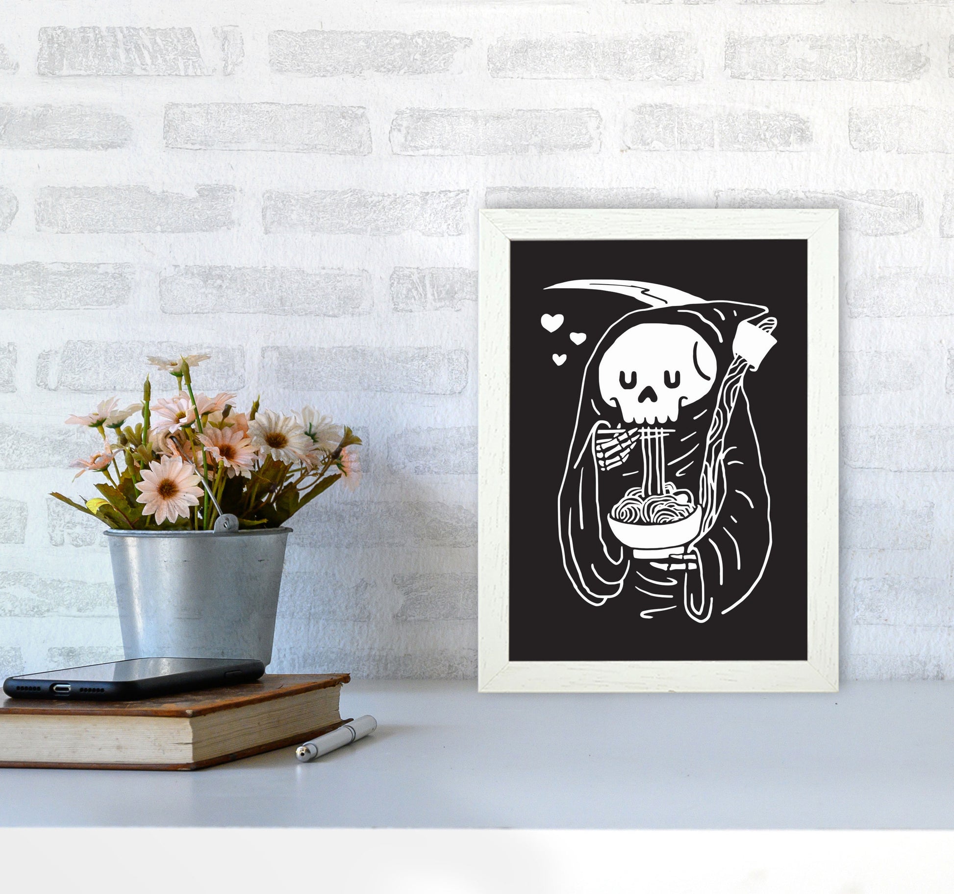 But First...Noodles Art Print by Jason Stanley A4 Oak Frame
