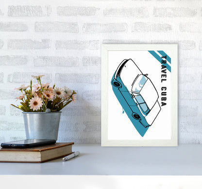 Travel Cuba Blue Art Print by Jason Stanley A4 Oak Frame