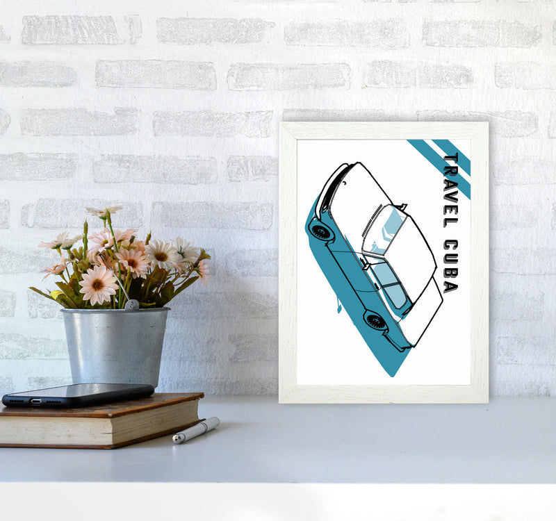 Travel Cuba Blue Art Print by Jason Stanley A4 Oak Frame