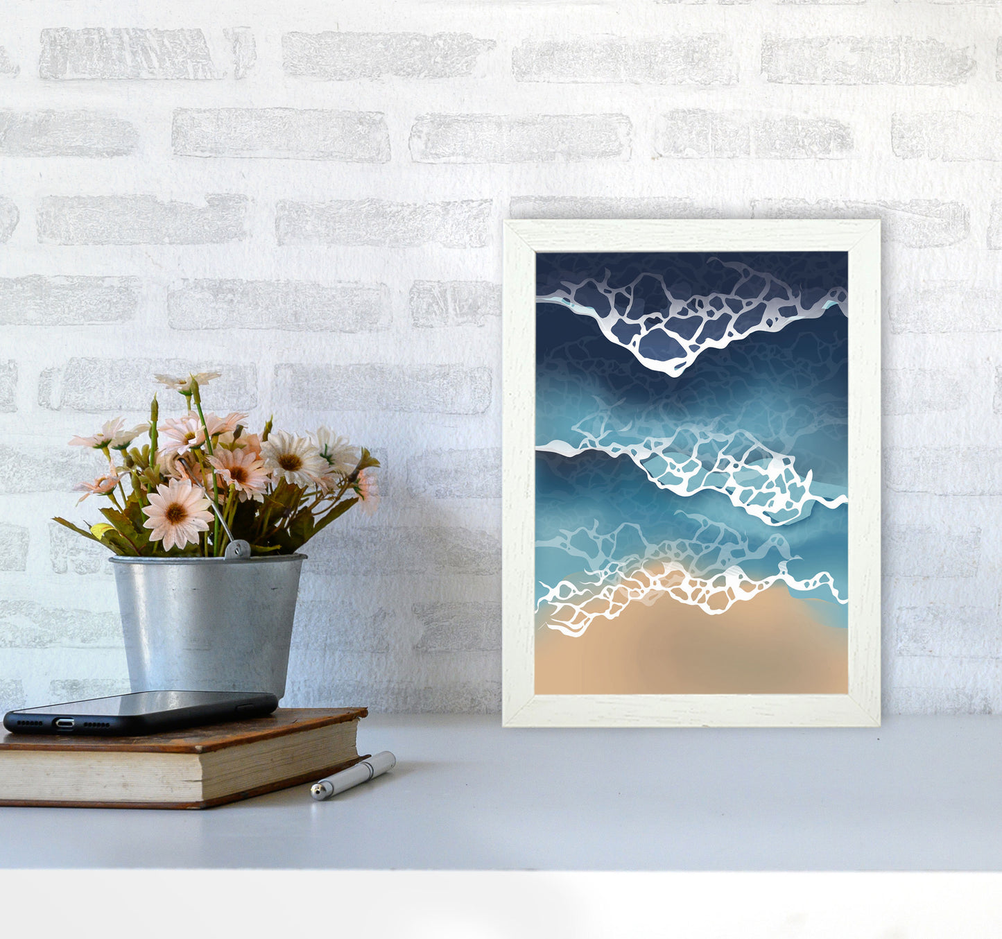 Ocean Waves Art Print by Jason Stanley A4 Oak Frame