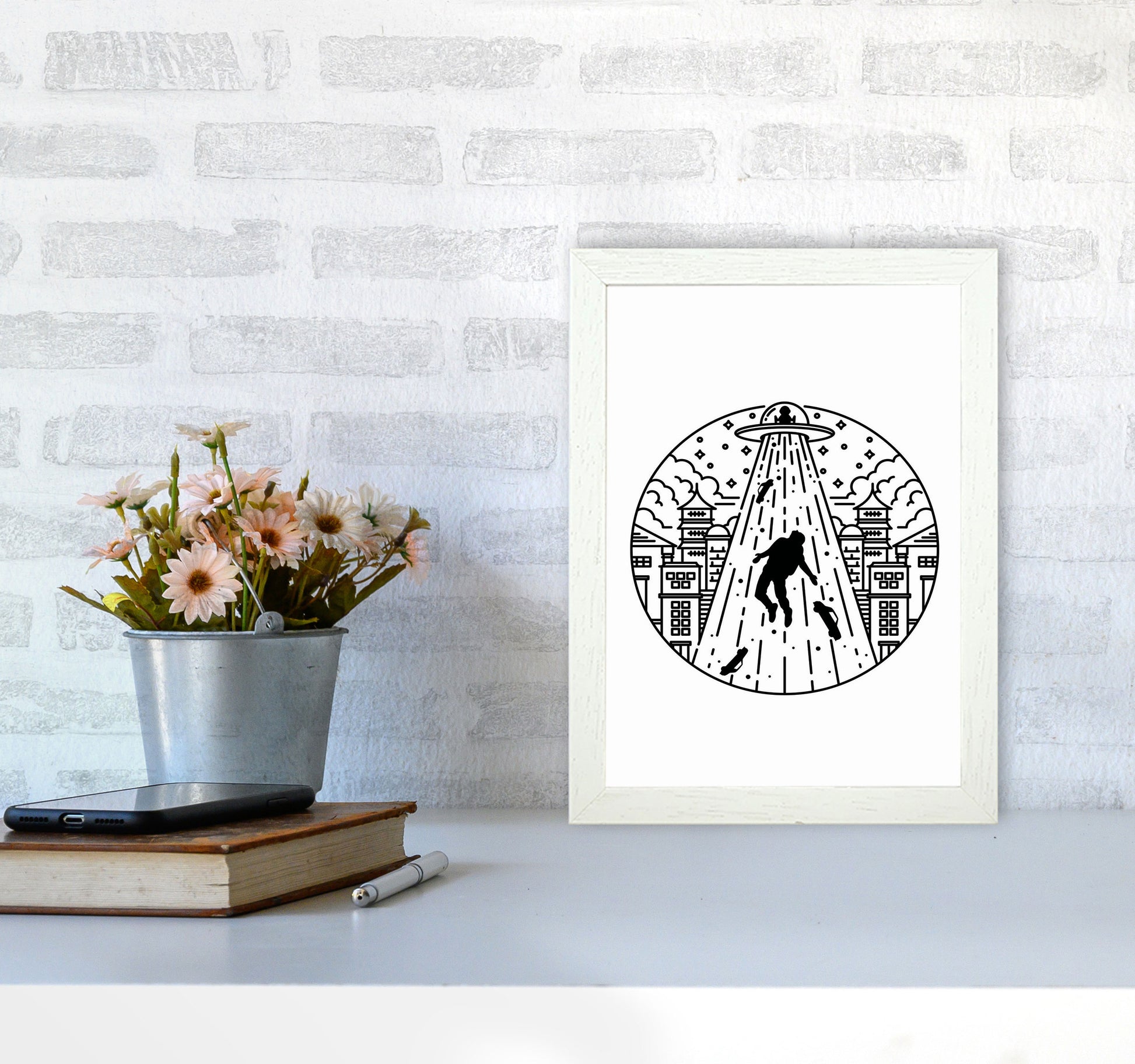 Alien Invasion Art Print by Jason Stanley A4 Oak Frame