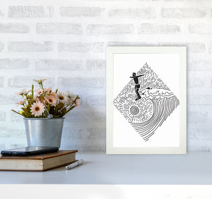 Surfer Line Drawing Art Print by Jason Stanley A4 Oak Frame