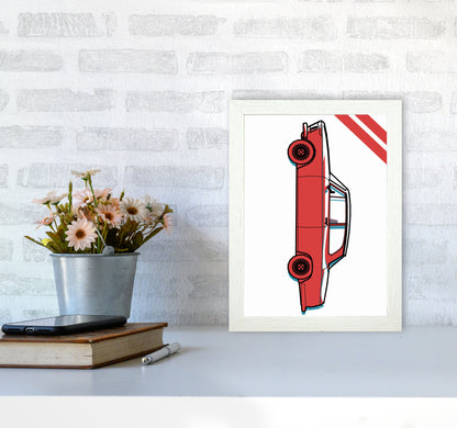Red Car Art Print by Jason Stanley A4 Oak Frame