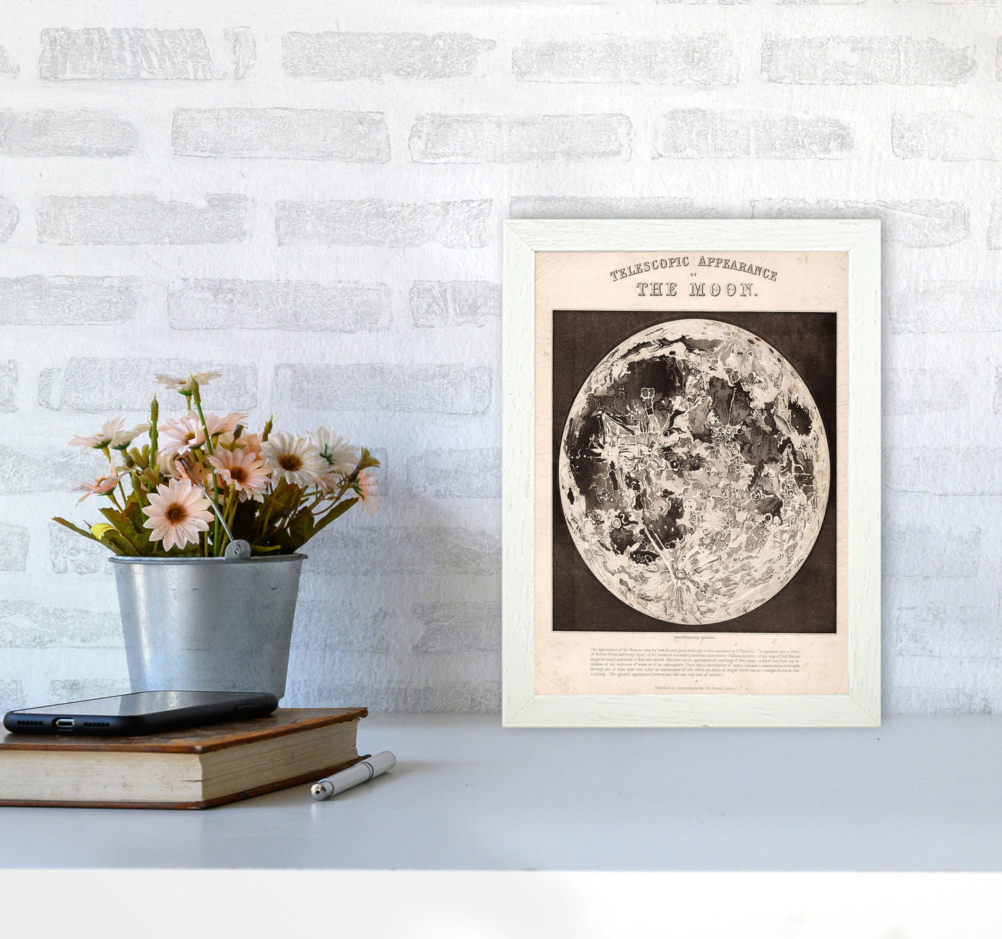 Telescopic Appearance Of The Moon Art Print by Jason Stanley A4 Oak Frame