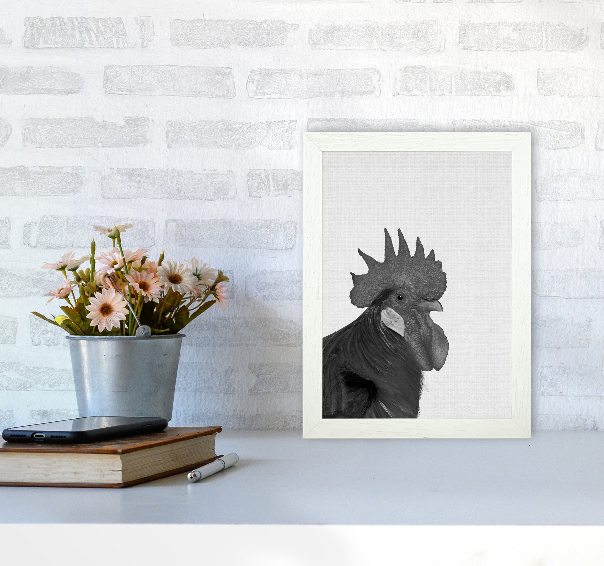 Cock A Doodle Doo Art Print by Jason Stanley A4 Oak Frame