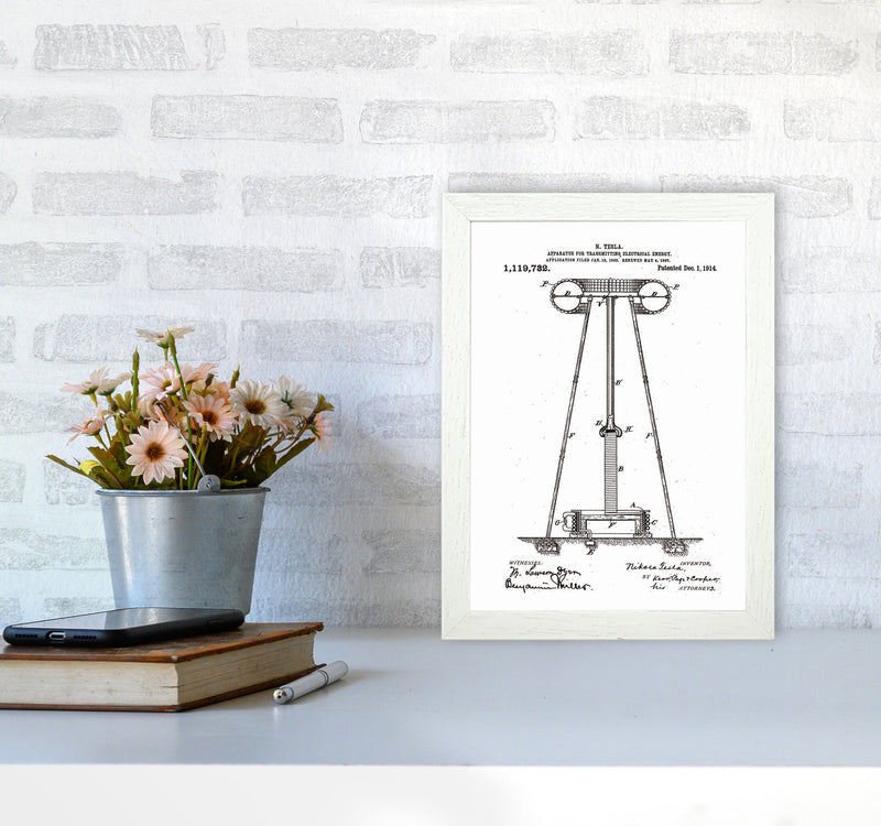 Tesla Electrical Energy Patent Art Print by Jason Stanley A4 Oak Frame