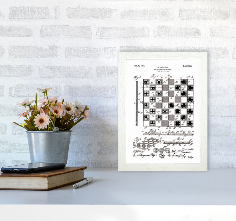 Chess And Checkers Board Patent Art Print by Jason Stanley A4 Oak Frame