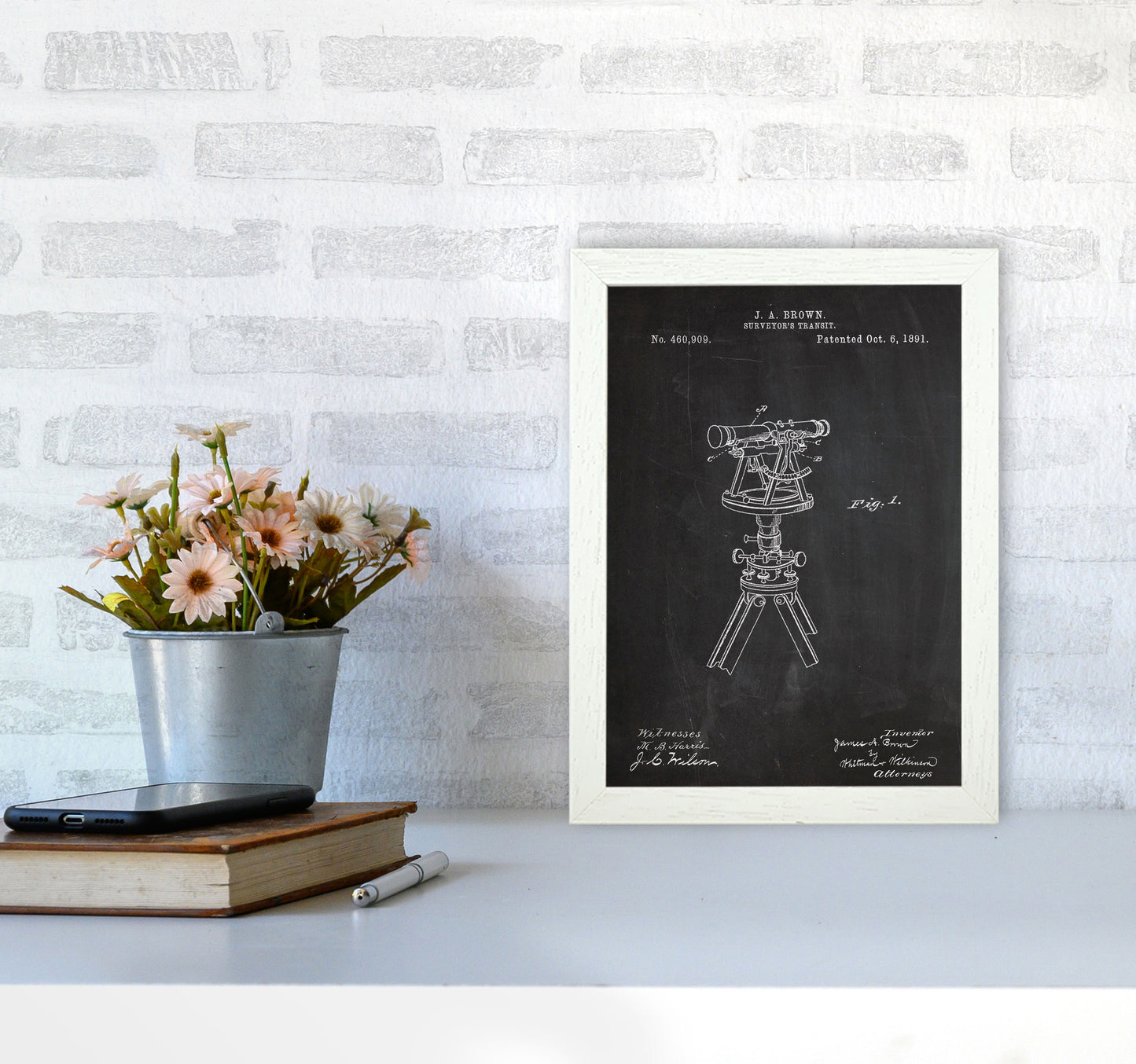 Surveyor's Transit Patent Art Print by Jason Stanley A4 Oak Frame